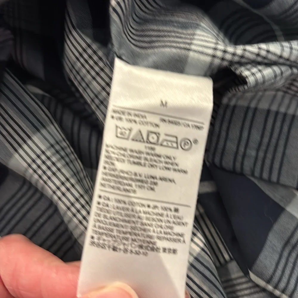 Banana Republic Untucked Fit Blue Plaid Cotton Button Front Collared Shirt, M